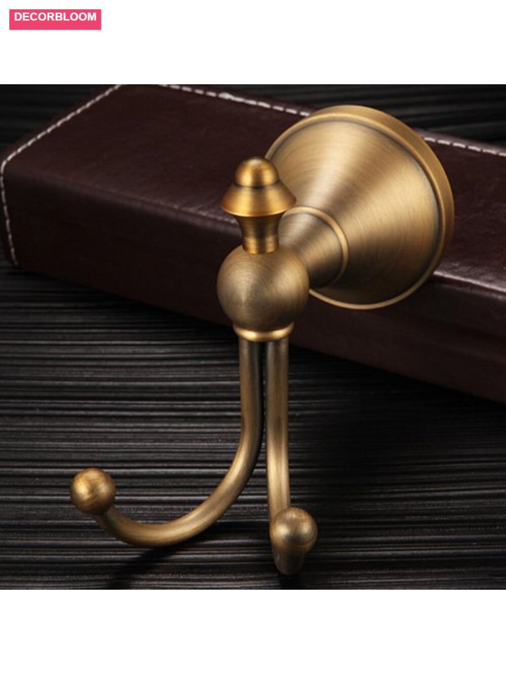 Antique Brass Double Wall Hooks Robe Towel Holder Bathroom Kitchen Decor